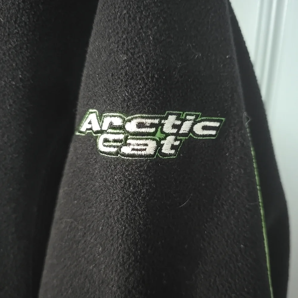 Arcticwear Arctic Cat Men M Cat's Pride‎ Black Neon Green Fleece Half-Zip Jacket